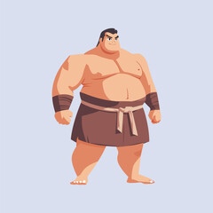 sumo wrestler in a fighting stance vector illustration 
