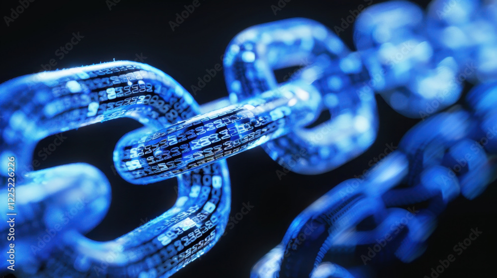 Aufkleber digital chain link with binary code, symbolizing blockchain technology and security