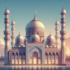 Ornate Mosque with Minarets