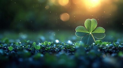  background with a four-leaf clover on the theme st. patrick's day  