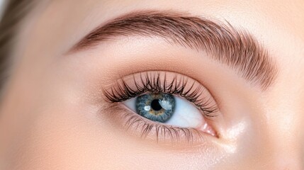 Obraz premium Captivating Gaze of a Beautifully Styled Woman with Dramatic Eyelashes and Meticulously Groomed Eyebrows