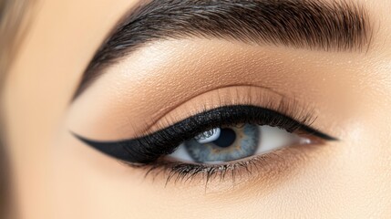 Obraz premium Captivating Gaze of Alluring Female Model with Flawless Makeup and Striking Look