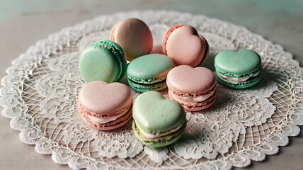 Pastel 3D Valentine's Macarons in Heart Shape
