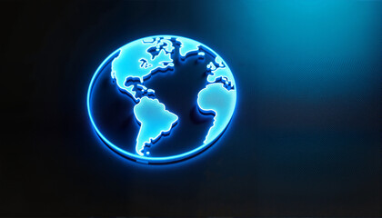 Fototapeta premium Glowing blue Earth globe on dark background, Earth Day Theme