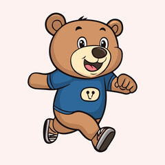 Cartoon bear is running vector illustration 