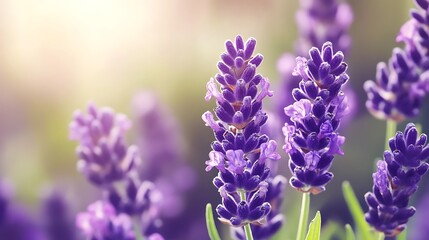 Obraz premium Lavender flowers bloom in a sunlit field