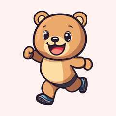 Cartoon bear is running vector illustration 