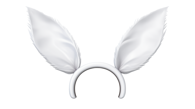 White Bunny Ears Headband Easter Party Costume isolated on transparent background