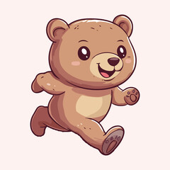 Cartoon bear is running vector illustration 