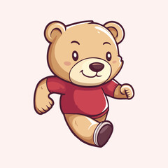 Obraz premium Cartoon bear is running vector illustration 