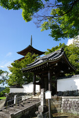 京都洛北の仏教寺院の境内の風景