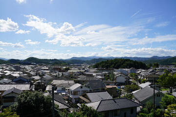Naklejka premium 上高野の寺院から見た京都岩倉の風景