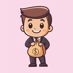 Businessman Holding Money Bag vector illustration 