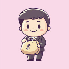 Businessman Holding Money Bag vector illustration 