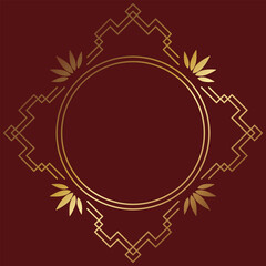 中華風の装飾フレーム　ゴールド