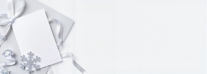 Personalised card with ribbon on soft white background
