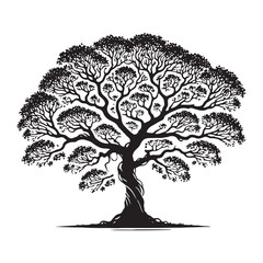 Creative Banyan Tree silhouette with fine details for art projects - Banyan tree silhouette - Banyan tree vector - Banyan tree illustration - Banyan silhouette - Banyan vector
