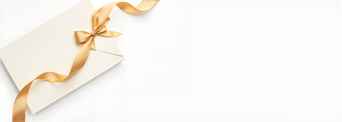 Personalised card with ribbon on plain white background