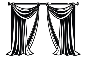 Curtain Silhouette Icon on White Background