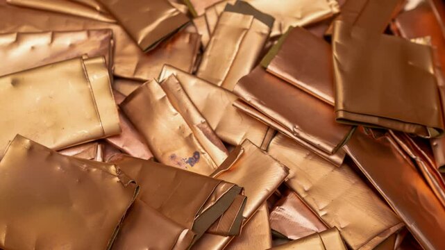 copper sheet metal pieces. background or texture