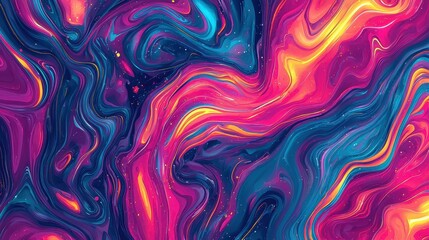 Naklejka premium Vibrant Colorful Abstract Swirling Patterns in Deep Space Background