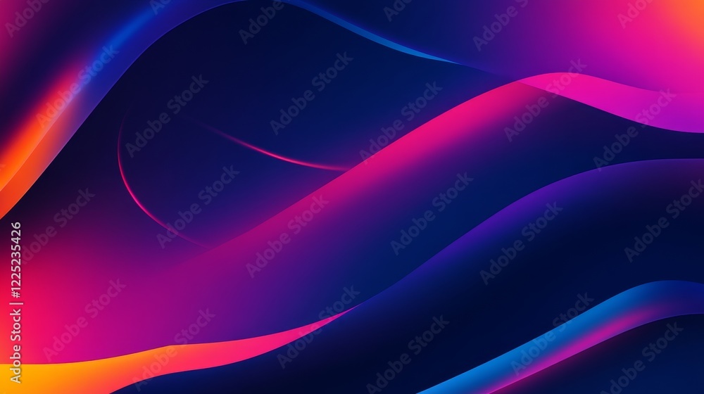 Poster abstract colorful waves flowing in a dark background, creating a dynamic and vibrant atmosphere