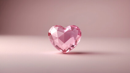 Fototapeta premium Timeless Heart Shaped Pink Crystal Diamond Resting on Pink Background for Stunning Fashion Aesthetic wallpaper aesthetic for romantic post inspiration