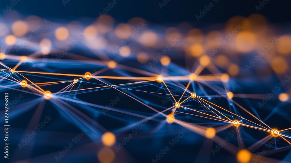 Poster abstract representation of interconnected nodes and lines illustrating digital connectivity and data