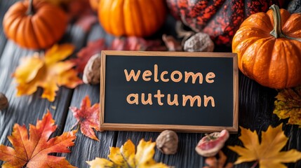 pumpkins and autumn leaves