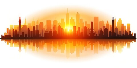 Obraz premium Cityscape Sunrise Reflection