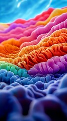 Obraz premium Tropical reef, waves breaking over colorful coral, 3D illustration