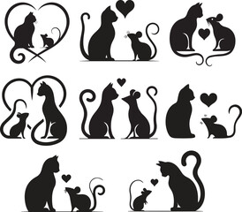 Red Cat Bond Love Silhouette