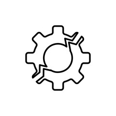 broken gear icon Flat vector set outline