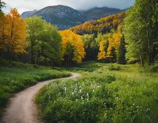 Naklejka premium The beautiful nature and landscape around mountain,river animal.