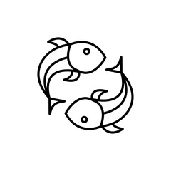 Chinese fish icon Flat vector set outline