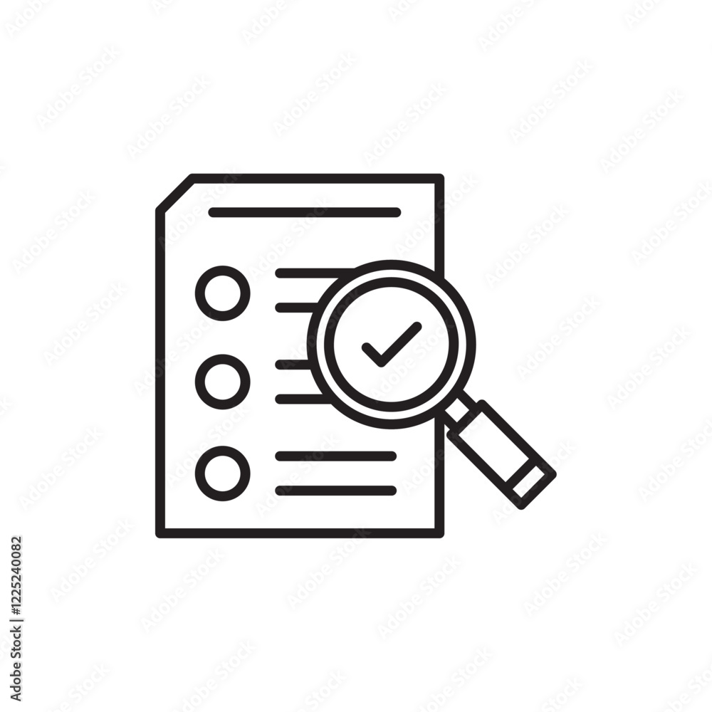 Poster data verification icon flat vector set outline
