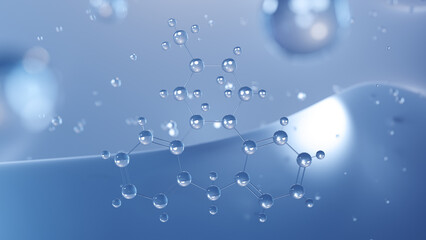 mianserin molecular structure, 3d model molecule, antidepressant, structural chemical formula view from a microscope