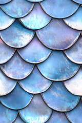 Vibrant fish scale pattern with shades of blue and silver that showcases a unique texture and design suitable for various artistic applications © Capuccino