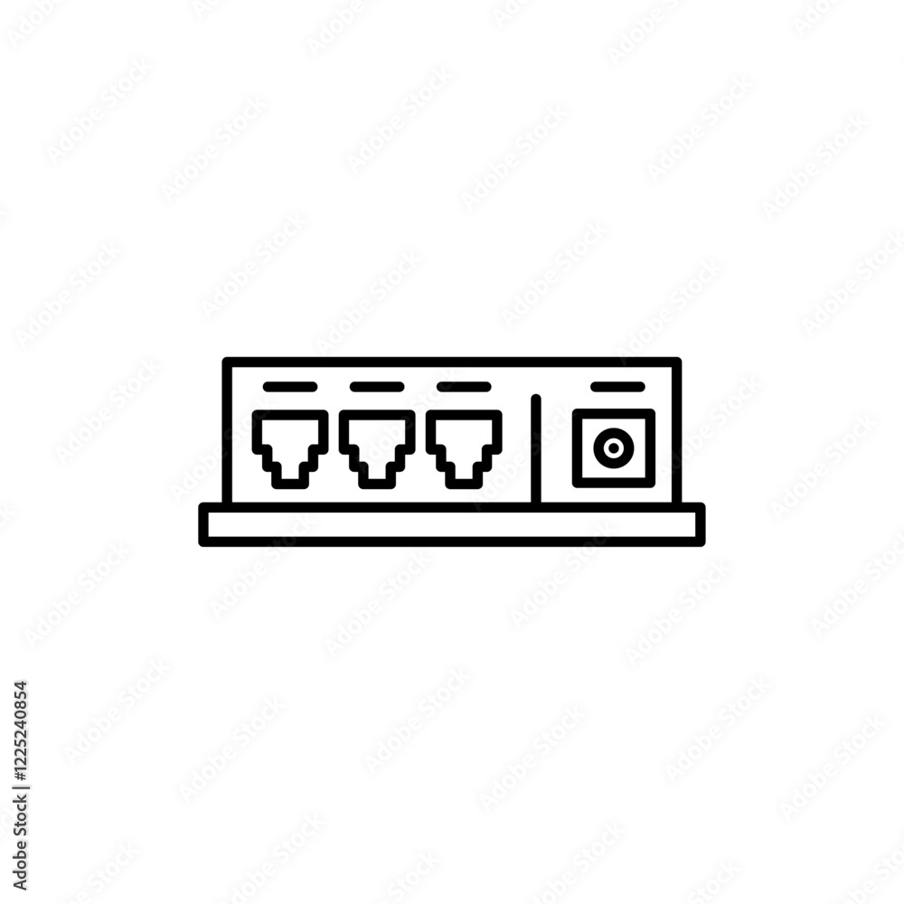 Aufkleber ethernet device icon flat vector set outline