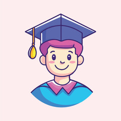 Cute cartoon Graduation Boy vector illustration