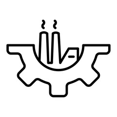 factory and gear icon Flat vector set outline