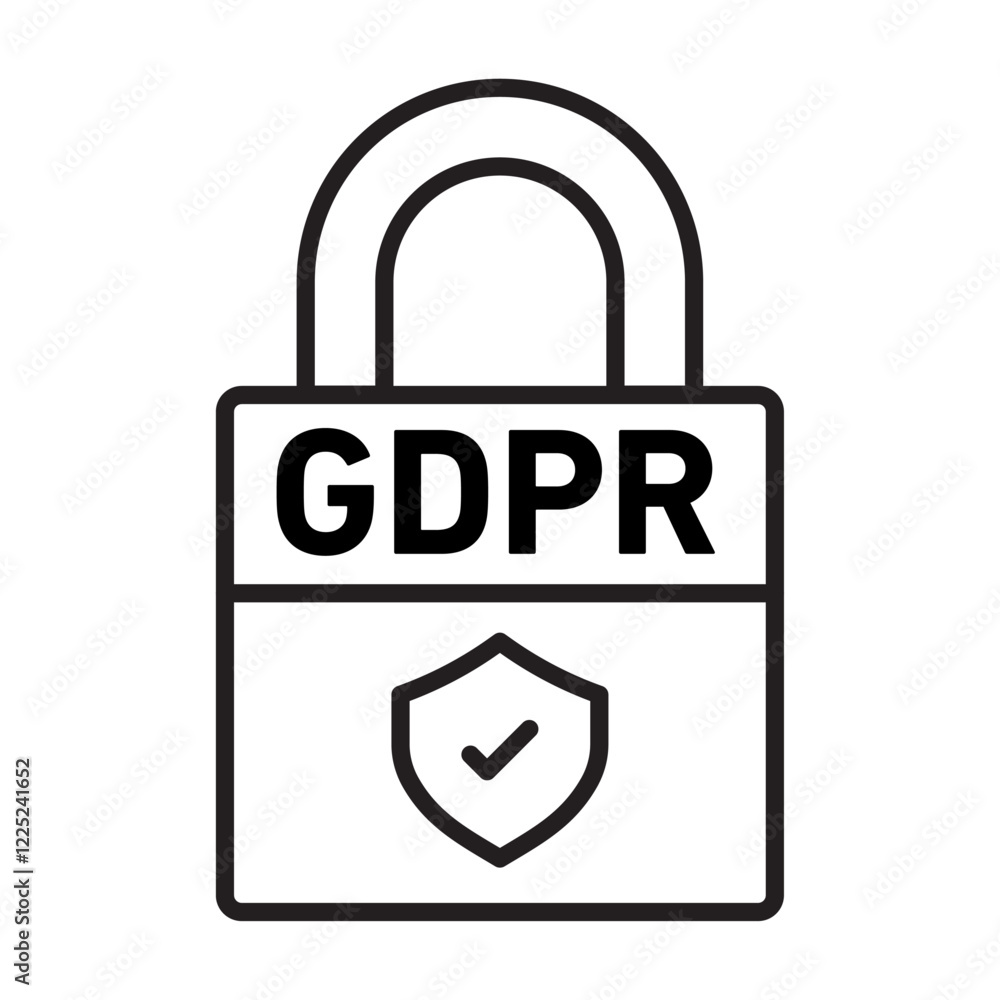 Poster gdpr icon flat vector set outline