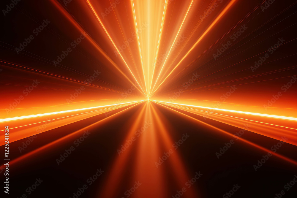 Poster vibrant orange light rays creating dynamic effect in a straight line path