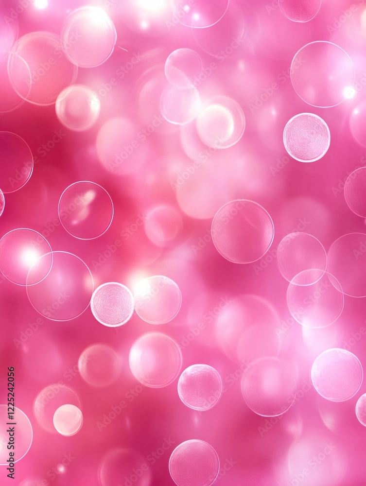 Sticker pink light bubbles floating in a soft abstract background with a dreamy and romantic feel