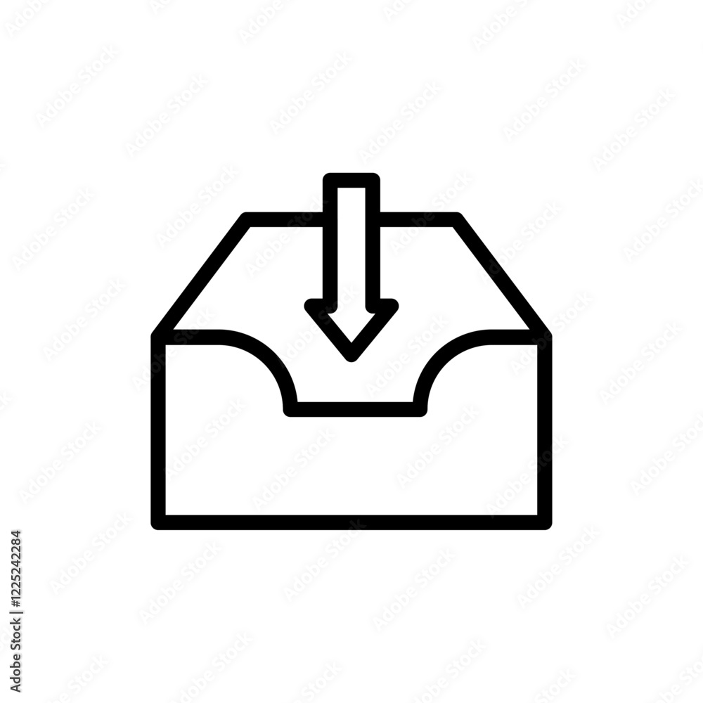 Poster inbox icon flat vector set outline