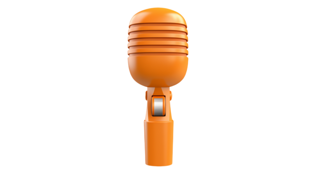 Orange Retro Microphone Broadcast Podcast Studio isolated on transparent background