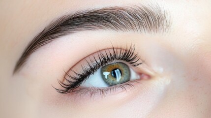 Naklejka premium Closeup of a woman s eye with flawless makeup and stunning eyelashes