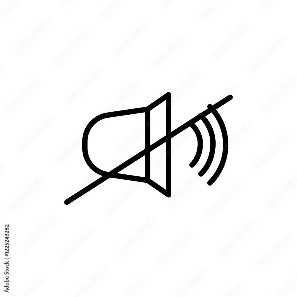 Poster mute sound line icon flat vector set outline