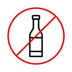 No alcohol sign Flat vector set outline