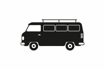 Adventure Van Silhouette on White Background Vector

